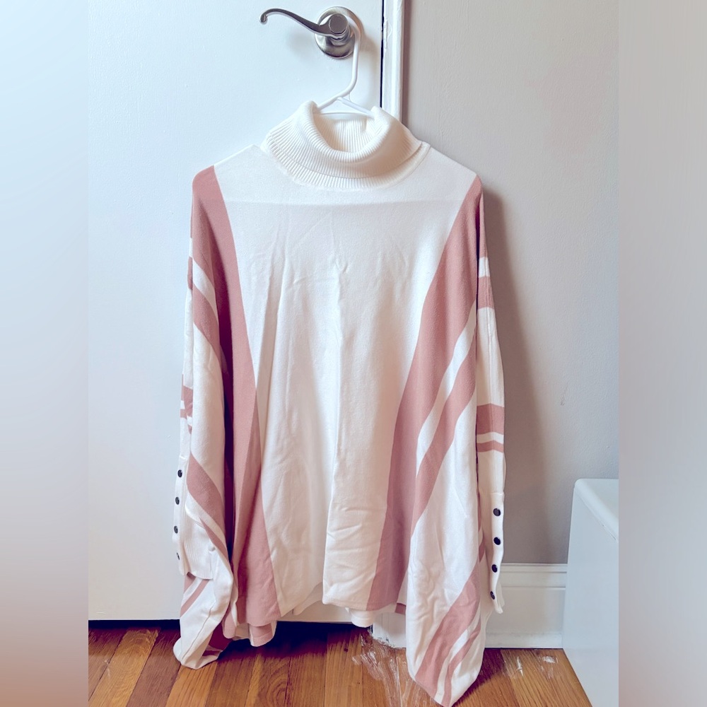 Cream Cape with Pink Stripes